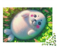 Foca bianca carina Puzzle 1000 Pezzi Carta per Adulti Scena bosco verde Gioco di Puzzle 1000 Pezzi Relax Famiglia Regalo Decorazione 52x38cm/1000pcs