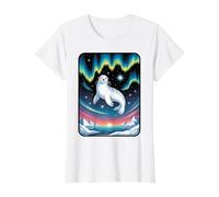 Foca dell'arpa Celeste e Deserto dell'aurora boreale Maglietta con Stampa Grafica Economica