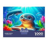 Foca Puzzle da Assemblare in Bundle Carta Spessa Foca che Legge un Libro e Sottomarino Decorativo Gioco per la Famiglia 38x26cm/1000pezzi