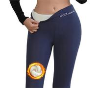 focagernod Leggings in Pile da Donna S-XL, Autunno Inverno, con Ricamo a Lettere, Caldi, in Velluto, Spessi, a Vita Alta, for Sollevare i Glutei, Abbigliamento Casual(Navy,S)