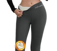 focagernod Leggings in Pile da Donna S-XL, Autunno Inverno, con Ricamo a Lettere, Caldi, in Velluto, Spessi, a Vita Alta, for Sollevare i Glutei, Abbigliamento Casual(Grey,M)