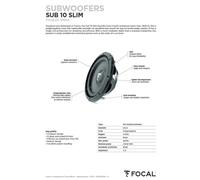 Focal SUB 10 Slim Subwoofer 25 cm ultrapiatto per Auto 460W Max 10''