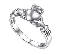 FOCALOOK Anello Argento 925 Claddagh Ring Donna Cuore Misura 7