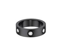 FOCALOOK Anello Uomo Nero Anelli Coppia Neri 6mm Anello dell'amore in Acciaio Inossidabile con Zirconia cubica,Anello Nero Acciaio Taglia 25