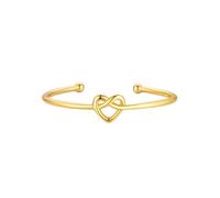 FOCALOOK Bracciale da Donna a Nodo d'Amore Braccialetto Donna Rigido Bracciale Aperto Oro Bracciale Regolabile Placcato Oro 18K Braccialetto Cuore Donna Braccialetto per Donna Ragazza