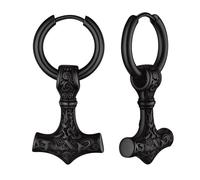 FOCALOOK Orecchini a forma di martello di Thor in acciaio inossidabile 316L orecchini martello di Thor orecchini uomo oro orecchini pendenti