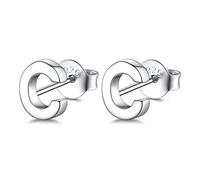 FOCALOOK Orecchini Donna Argento 925 con Lettera C e Iniziali - Orecchini Argento per Bambina e Ragazza - Lobo