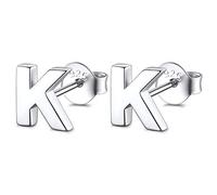 FOCALOOK Orecchini Donna Argento 925 con Lettera K - Orecchini Iniziale Argento per Donna e Bambina