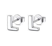 FOCALOOK Orecchini Donna Argento 925 con Lettera L - Orecchini Iniziale Argento per Donna e Bambina