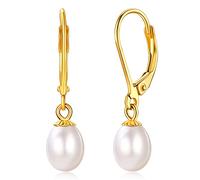 FOCALOOK Orecchini Perle Argento 925 Perle Orecchini Donna Orecchini con Pendente Perla d'Acqua Dolce con Confezione Regalo