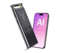 FoCase - Registratore vocale AI da 64 GB, con riproduzione, attivazione vocale, trascrizione e riepilogo, traduzione, controllo APP con chat GPT, dittafono in lega di alluminio, registratore audio per