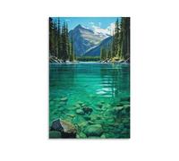 FOCCAR Poster su tela stampata con paesaggio rustico del lago moderno bosco paesaggio montano decorazione da parete per salotti camera da letto opera d'arte da parete