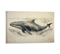 FOCCAR Tela da parete con animali marini oceanici decorazioni da parete per soggiorno sfondo balena mappa nautica appendere immagini da parete opera d'arte