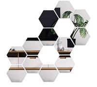 FOCCTS 12pcs Hexagon 10cm Specchi da parete Specchi autoadesivi Circle Hexagon Specchi per la decorazione domestica