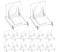 FOCCTS 24 Pezzi Porta Piatti da Esposizione Supporto per Espositore Trasparente Regolabile Cavalletti di Plastica Trasparente Portapiatti In Acrilico per Display Piatti Piani, Foto, Segnaposti