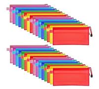 FOCCTS 32 Pezzi Sacchetto Zip Impermeabile, Mesh Sacchetto del Documento Busta per Ufficio Formati Zipper Portadocumenti con Chiusura Cartella Busta per Cosmetici Uffici Forniture Accessori da Viaggio