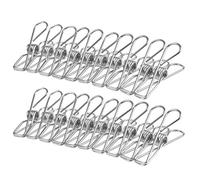 FOCCTS Mollette da bucato in acciaio inox vestiti pins lavanderia vestiti ganci per la casa, all' aperto, ufficio, scuola e ospedale (60Pezzi)