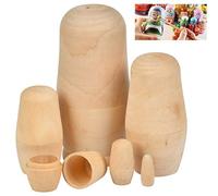 FOCCTS Set di 6 in 1 bambole matrioska Giocattolo di legno russo non dipinto originale per fare l'uomo