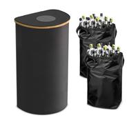 Focenat 100L Raccoglitore di Bottiglie con Foro,con 2 Borsa Interna Rimovibile,Pattumiera Differenziata per Bottiglia,per Bottiglie di Plastica,Barattoli e Bottiglie di Vetro