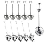 Focenat 11 Pezzi Infusore per Tè Sfuso, Colino da Tè, Filtro da Tè in Acciaio Inox, Infusore da Tè con Catena, Infusore Tè Cuore, Colino per Spezie, Filtro Spezie per Cottura, Pentola, Tazza