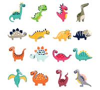 Focenat 16Pcs Toppe Termoadesivi Dinosauri, Toppe Termoadesive Bambini, Patch Termoadesive, Toppe Ricamate Adesive con il Ferro da Stiro, Patch Decorative per Giacche, Cappelli, Zaini e Jeans