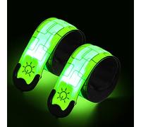 Focenat 2 Pezzi Bande Catarifrangenti, LED Braccialetto Ricaricabile USB, Fascia per Braccio di Sicurezza Alta visibilità, per Running, Bici, Corsa Notturna, Correre (Verde)