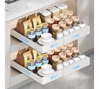 Focenat 2 Pezzi Cassetto Telescopico per Cucina, Cassetto Estraibile per Mobile Cucina con Colla, Cassetto Organizzatore scorrevole telescopico, Larghezza Regolabile 32-53cm