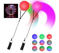 Focenat 2 Pezzi Palline Poi Luminose,LED Poi Bolas,LED Poi Balls,Palline a LED Poi,Bolas Giocoleria,Bolas LED con Colori Arcobaleno e Effetto Stroboscopico,per Fitness,Danza,Giocoleria,Giocattolo