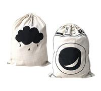 Focenat 2 Pezzi Sacco Biancheria Sporca, Borsa per la Biancheria, Sacco per Biancheria in Cotone, Borsa Lavanderia da Viaggio, Sacchetto Stoffa Grande con Coulisse, 62 x 46 cm