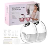 Focenat 2 Pezzi Tiralatte Elettrico Indossabile, Elettrico a Mani Libere Tiralatte Elettrico Portatile con 4 Modalità e 12 Livelli, 24mm, 21mm, 19mm, Funzione di fuoriuscita di latte intelligente