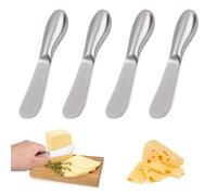 Focenat 4 Pezzi Coltello da Burro Multifunzione, Coltello Burro Formaggio in Acciaio Inossidabile, Coltelli Spalmatori Di Formaggio, Spalmatore di Burro per Burro, Crema, Pane, Frutta, Marmellata