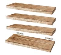 Focenat 4 Pezzi Mensola da Muro,Mensole cucina in legno di Paulownia,40 cm Mensole in legno,Mensola da Muro Legno Chiaro,per bagno,camera da letto,ufficio,soggiorno,cucina