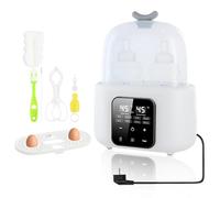 Focenat 6 in 1 Scaldabiberon, Sterilizzatore Biberon, Scalda Biberon Neonato, Scaldabiberon Doppio, Scaldabiberons e Sterilizzatore Multifunzione, Riscaldamento Rapido (Bianco)