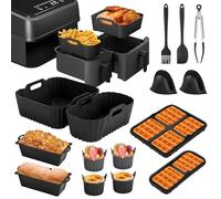 Focenat Accessori Friggitrice ad Aria per Philips Dual Basket Air Fryer Serie 3000（6L/3L）, NA350/00, NA550, 15pcs Riutilizzabile Stampi Griglia, Piastra per waffle, Pirottini per Friggitrice ad Aria