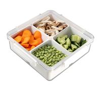 Focenat Ciotola per Snack con Coperchio, Contenitore per Snack con Scomparti, Scatola per Snack, Piatto da Spuntino con 4 Scomparti, Vassoio da Portata Diviso per Frutta, Biscotti, Spezie, Noci