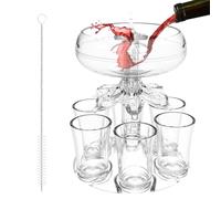 Focenat Dispenser per Bevande, Distributore di Bevande per bevande, whisky, cocktail, Dispenser per bicchierini in acrilico Dispenser per bevande per feste con 6 bicchierini e set di supporti