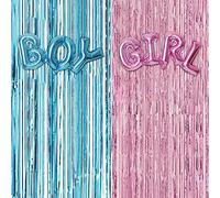Focenat Gender Reveal Party Decorazioni Kit,Palloncini Gender Reveal Party Blu e Rosa,Palloncino Baby Shower Boy or Girl,Palloncini Reveal di Genere,Tenda Gender Reveal per Decorazioni Baby Shower