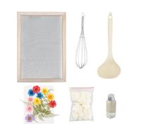 Focenat Kit Fabbricazione Carta, Kit Produzione Carta, Creazione di Carta per Artigianato Fai da Te, Cornice in Legno con Fiori Secchi, Polpa Disidratata, Cucchiaio, Frusta, Glitter, Colla di Carta
