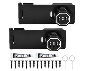 Focenat Lucchetto a combinazione a 3 cifre, 2pcs Lucchetto Hasp con serratura a combinazione, 4,3 pollici Chiusure Hasp, serratura a combinazione luminosa per porte piccole, cassettiera