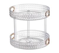 Focenat organizer trasparente girevole con 2 ripiani, organizer girevole cucina, Portaspezie Organizer Girevole, organizer girevole 360 per Armadi Cucina Dispensa Piani Lavoro, Per Spezie,Snack,trucco