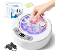 Focenat Pulitore Ultrasuoni 49000Hz con Lampada UV, 5 modelli Pulitore ad Ultrasuoni per Protesi, Pulizia Bite Dentale, Ultrasonic Cleaner per Apparecchio Denti Protesi Dentali Maschere Denti Gioielli