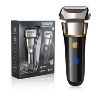 Focenat Rasoio Barba Elettrico Uomo, Wet & Dry Foil Shaver, Rasoio Elettrico Barba con Regolabarba Pop-Up Trimmer, Display Digitale di Potenza, Rasoio Elettrico a Lamina da Uomo Ricaricabile