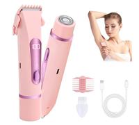Focenat Rasoio Elettrico Donna 2 in 1, Rasoio Elettrico Corpo IPX7 Impermeabile, Rasoio Intimo Donna a Secco e Bagnato, Indolore Rasoio Parti Intime, per Bikini, Ascelle, Gambe, Corpo e Viso (Rosa)