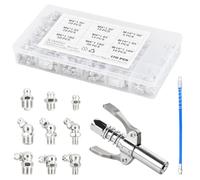 Focenat Set di Ingrassatori, 170 Pezzi Ingrassatori M6 M8 M10 e Ingrassatore con Tubo Flessibile da 30cm, Raccordo per Ingrassatore, Assortimento Ingrassatori per Tutti Pressa Grasso
