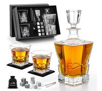 Focenat Set Whisky Regalo, 800ML Decanter per Whisky, 2 Bicchieri da Whisky, 8 Pietre di Whisky, Bicchieri e Bottiglie da Whisky per Bourbon Scotch Cognac Martini, Scatola Regalo