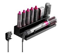 Focenat Supporto per Dyson Airwrap Styler, Supporto per Montaggio a Parete per Dyson Airwrap, Accessori per Arricciacapelli Portaoggetti con Adesivo, per Casa Bagno Organizzatore (Acciaio Inox, Nero)