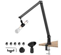 Focenat Supporto per Microfono Regolabile, Braccio per Microfono, Braccio del Microfono con Mic Clip, Adattatore da 3/8" 5/8", per Streaming, Podcast, Giochi, Compatibile con Blue Yeti