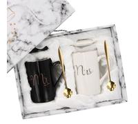 Focenat Tazze da Caffè Mr Mrs Set di tazze, Mr e Mrs Regali di Coppia 2Pcs Tazze Coppia, Idee Regali Matrimonio Per La Coppia Di Sposi, Fidanzamento, Anniversario, Nozze, 400 ml