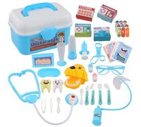 Focenat Valigetta Dottore per Bambini, 47 Pezzi Kit de Dentiste con Carte di Salute in Inglese, Gioco di Ruolo Educativo per Bambini da 3 Anni, Regalo per Ragazze e Ragazzi