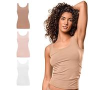 FOCENZA Canotta Donna Spalla Larga in Morbida Microfibra, Intimo Senza Cuciture, Multipack da 3 Pezzi in Vari Colori, Made in Italy (Bianco-Nudo-Cipria, L-XL)